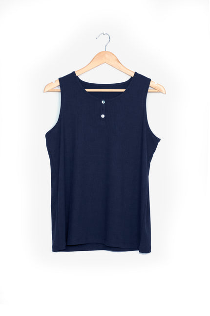 Navy Women's Buttoned Tank Top