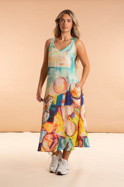 Printed Chiffon Midi Dress