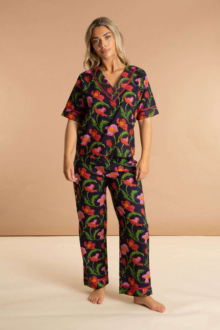 Midnight Sweetpea Women's Floral Cotton Pyjamas
