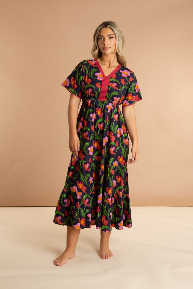 Floral Printed Cotton Dress - Midnight Sweetpea