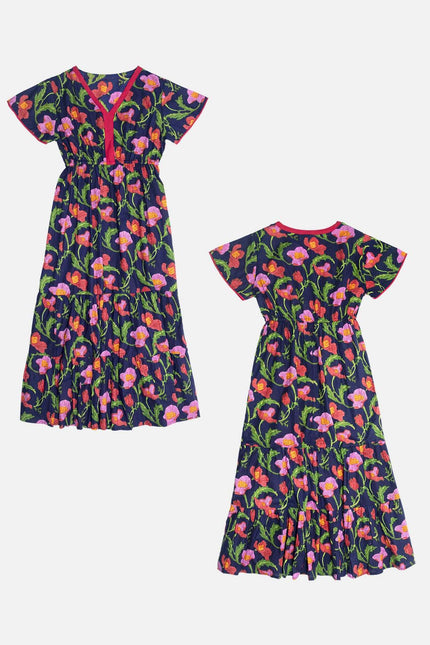 Midnight Sweetpea Floral Cotton Dress