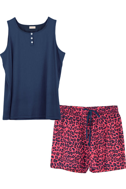 Ladies Cotton Pyjama Shorts Set - Pink Panther