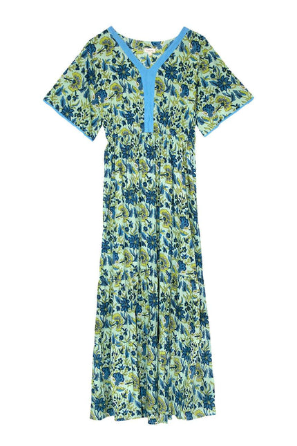 Lime Patchouli Floral Cotton Dress