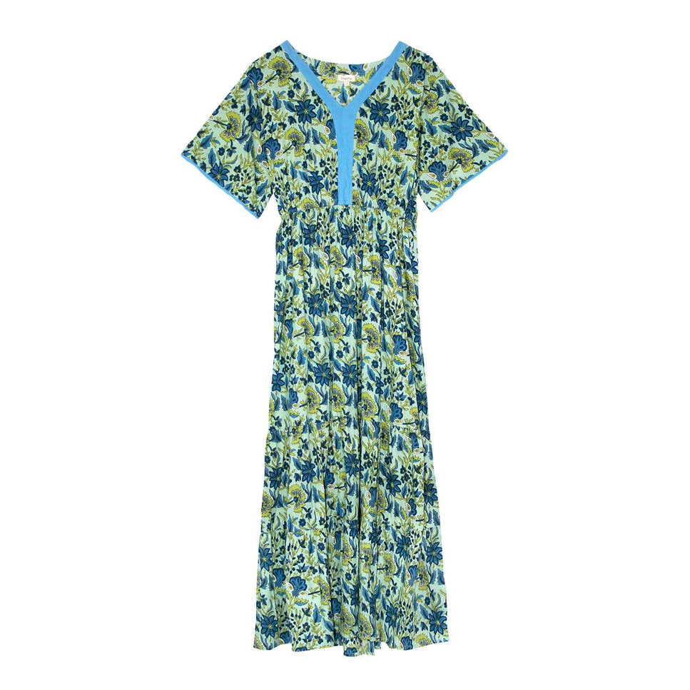 Lime Patchouli Floral Cotton Dress
