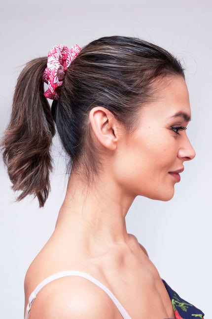 Peony Paisley Floral Cotton Hair Scrunchies