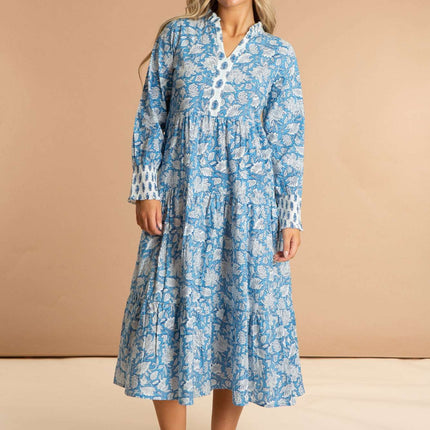 China Blue Paisley Cotton Dress