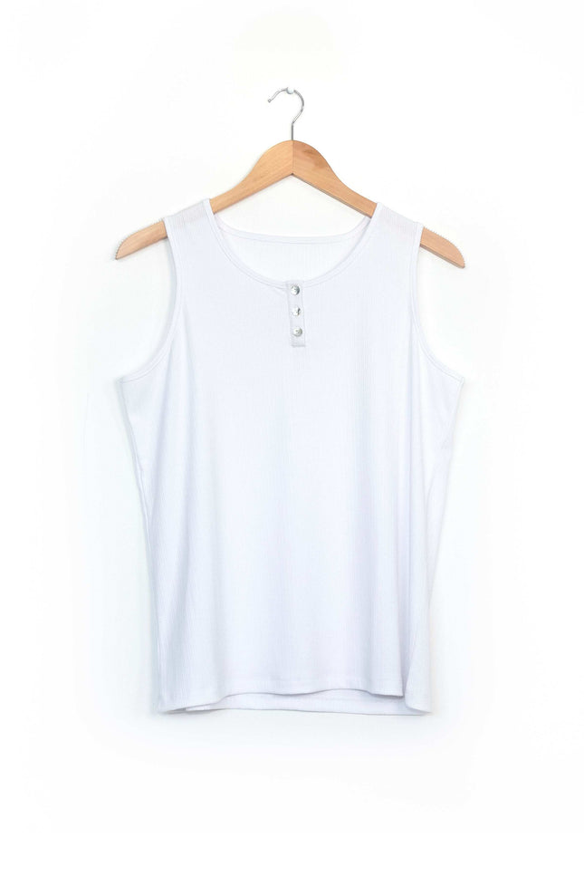 White Women's Buttoned Tank Top