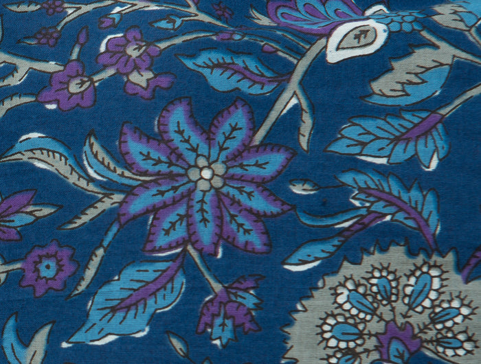 Blue Lagoon purple green and blue floral print fabric