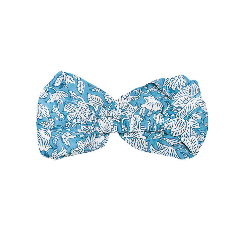 Floral Cotton Hair Scarf - China Blue Paisley