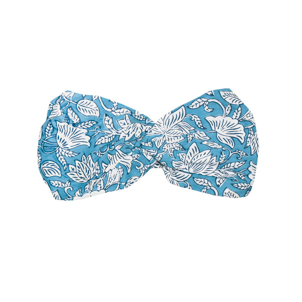 Floral Cotton Hair Scarf - China Blue Paisley