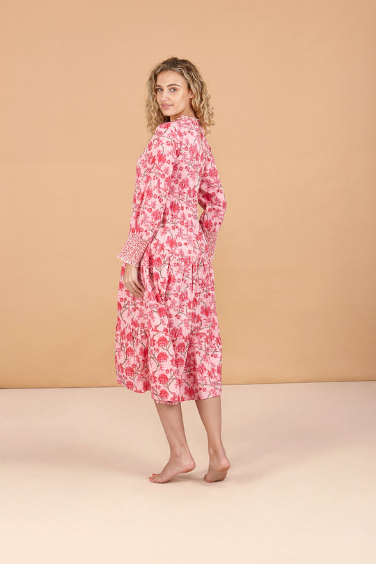 Cherry Blossom Women's Floral Cotton Dress