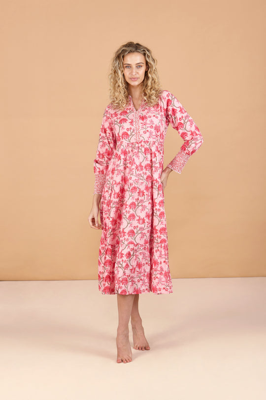 Cherry Blossom Women's Floral Cotton Dress