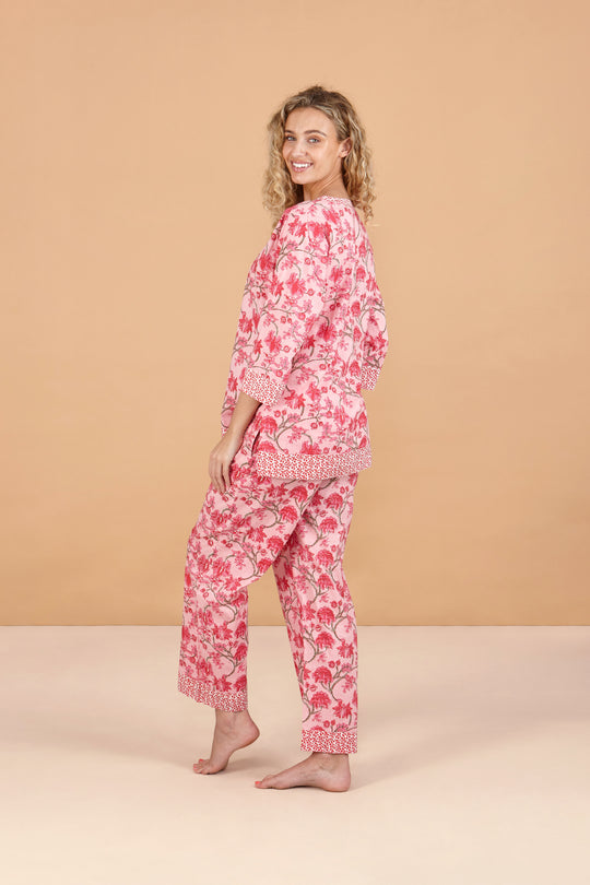 Cherry Blossom Women's Floral Cotton Pyjamas