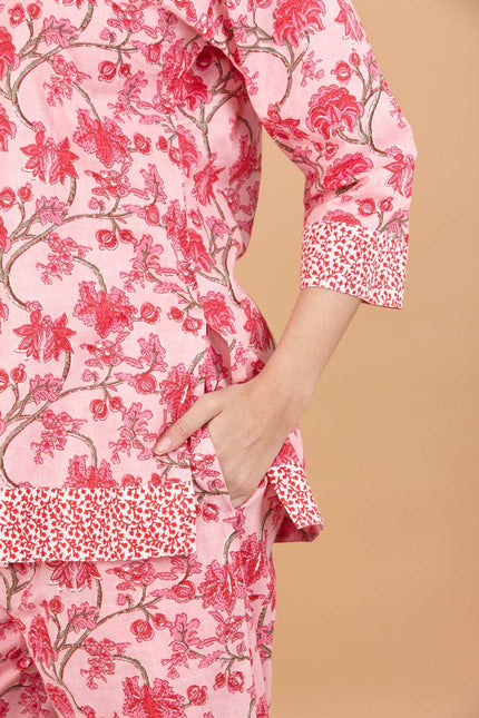 Cherry Blossom Women's Floral Cotton Pyjamas