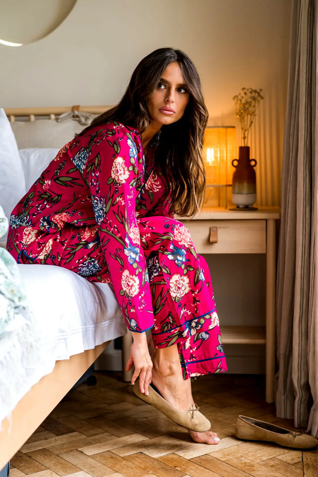 Fuchsia Women's Floral Cotton Pyjamas