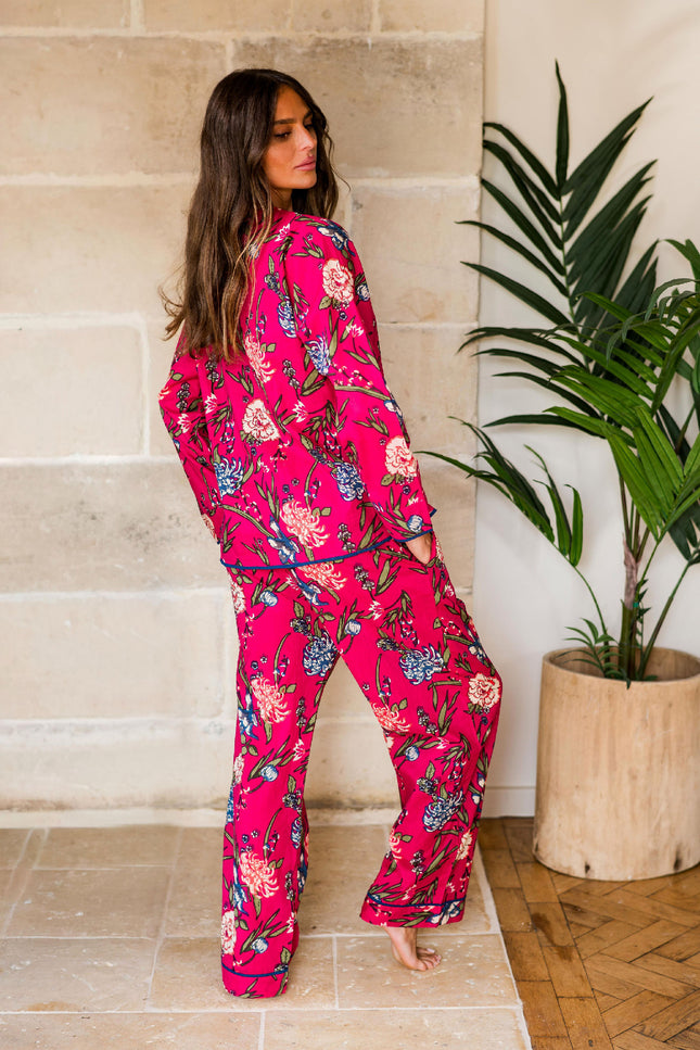 Fuchsia Women's Floral Cotton Pyjamas