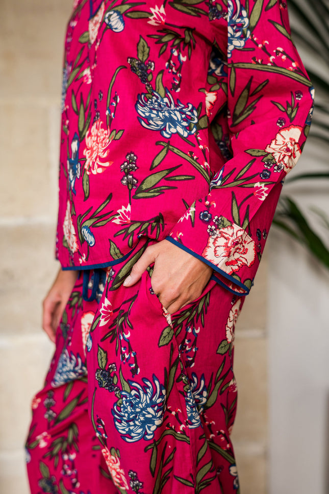 Fuchsia Women's Floral Cotton Pyjamas