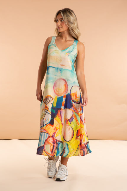 Printed Chiffon Midi Dress