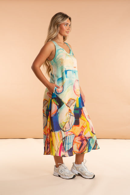 Printed Chiffon Midi Dress