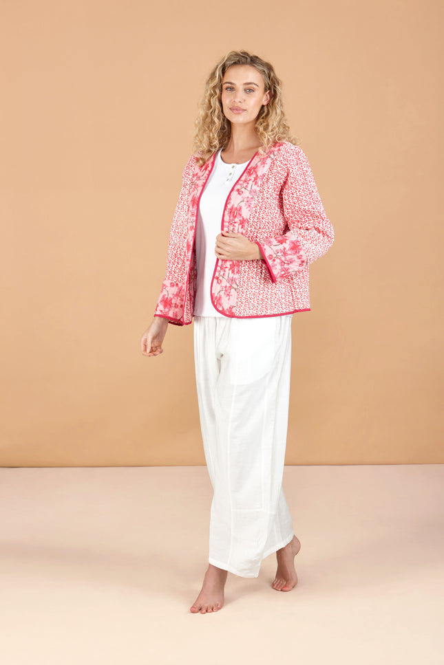 Cherry Blossom Reversible Quilted Cotton Jacket