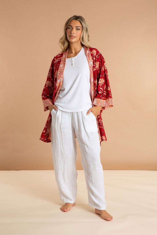 Red Rubra Women's Cotton Kimono