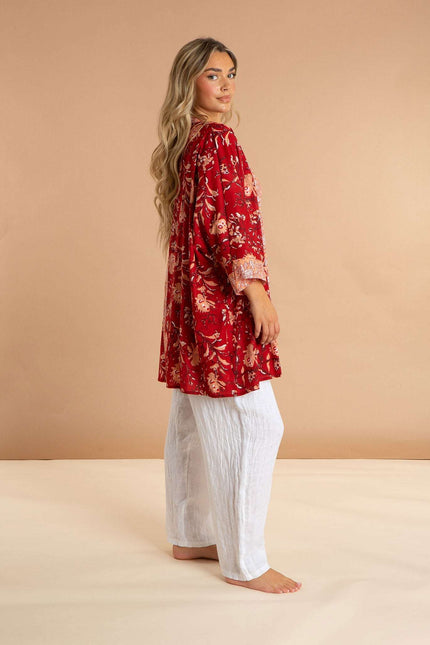 Red Rubra Women's Cotton Kimono