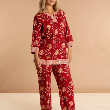 Red Rubra Women's Floral Cotton Pyjamas
