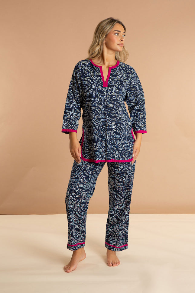 Ladies Cotton Printed Pyjamas - Starry Night