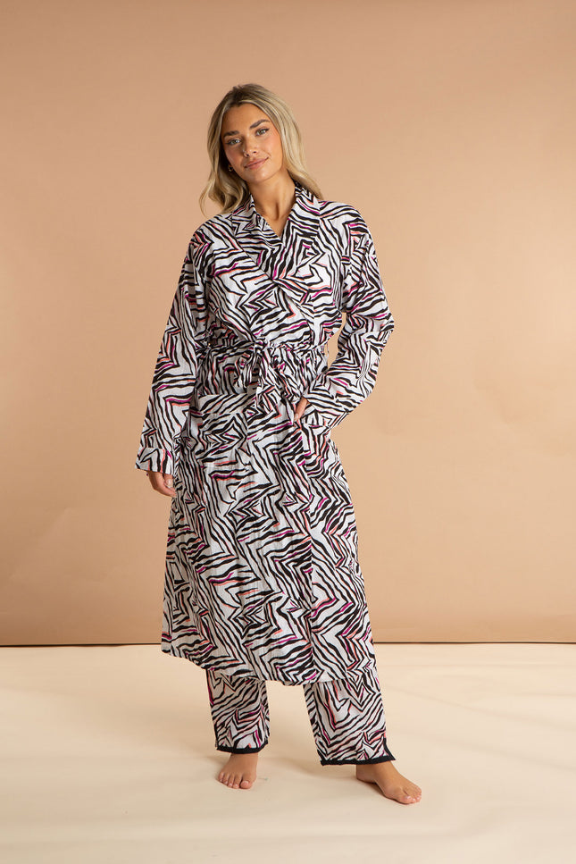 Ladies Cotton Animal Print Robe - Savannah