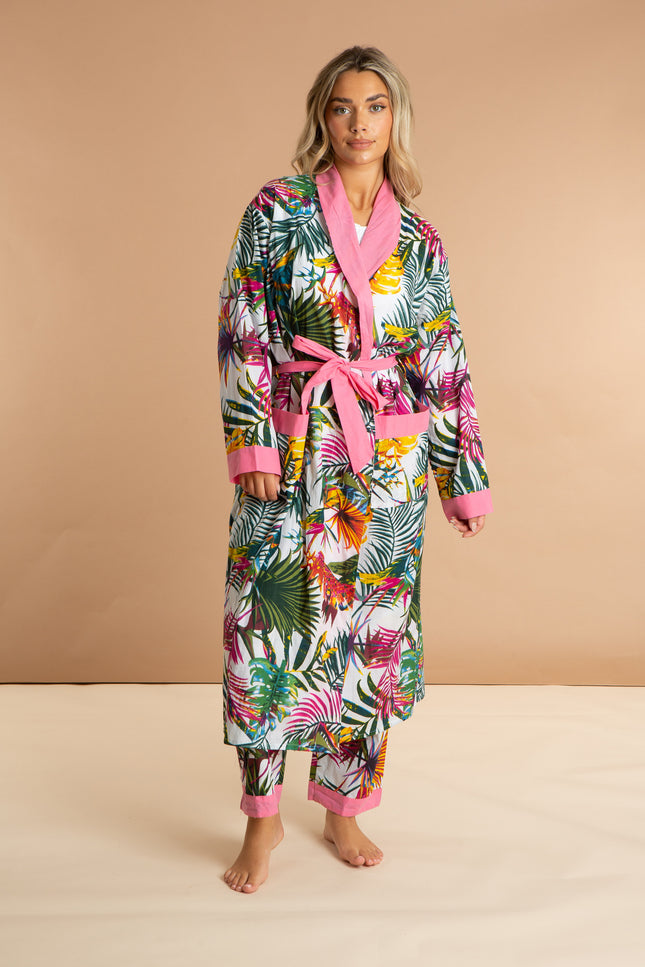 Ladies Floral Printed Cotton Robe - Bora Bora