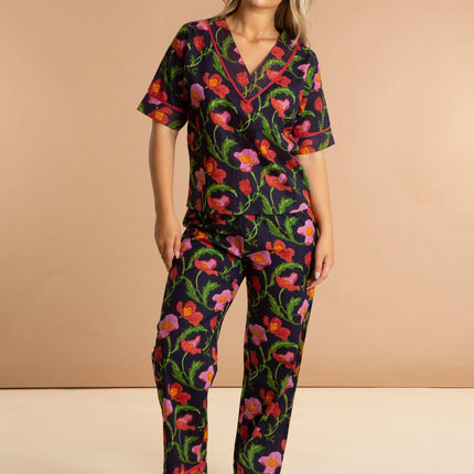 Midnight Sweetpea Women's Floral Cotton Pyjamas