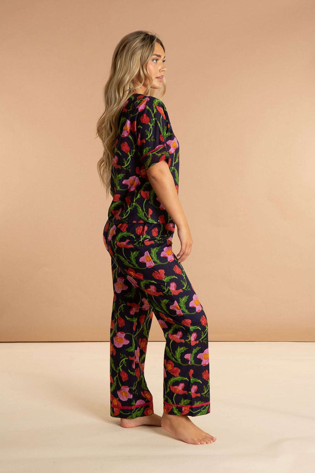 Midnight Sweetpea Women's Floral Cotton Pyjamas