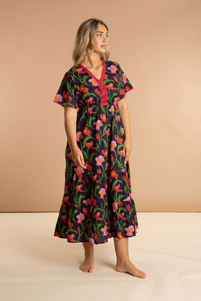 Floral Printed Cotton Dress - Midnight Sweetpea