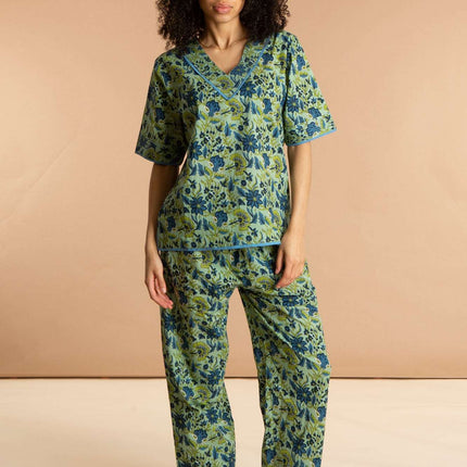 Lime Patchouli Women's  Floral Cotton Pyjamas
