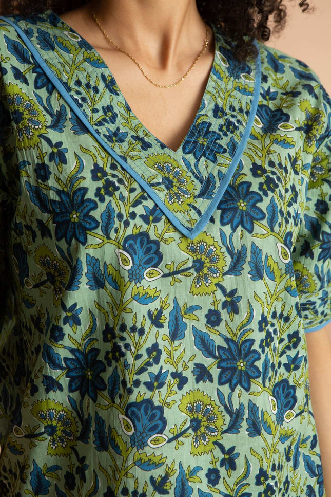 Lime Patchouli Women's  Floral Cotton Pyjamas