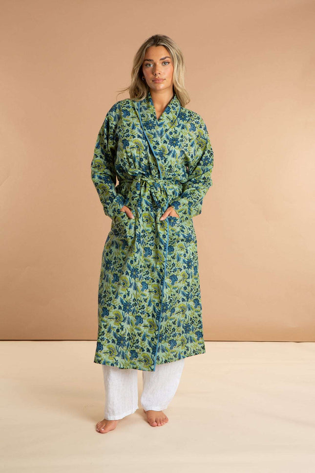 Lime Patchouli Women's Floral Cotton Robe