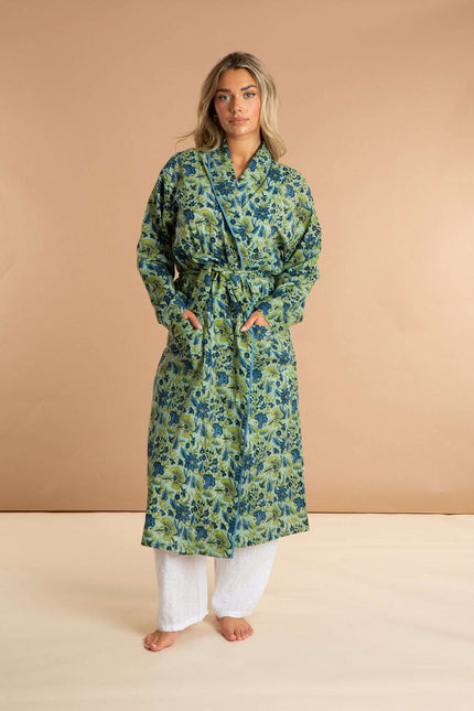 Lime Patchouli Women's Floral Cotton Robe