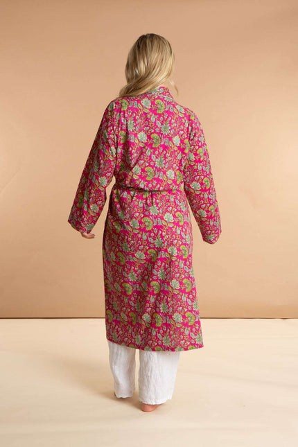 Fuchsia Freesia Women's Floral Cotton Robe