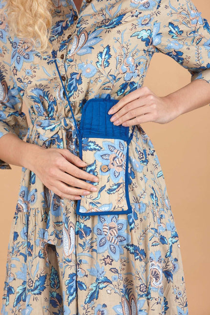 Indigo Lotus Crossbody Phone Bag