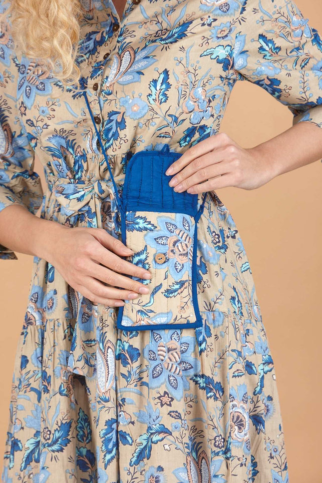 Indigo Lotus Crossbody Phone Bag