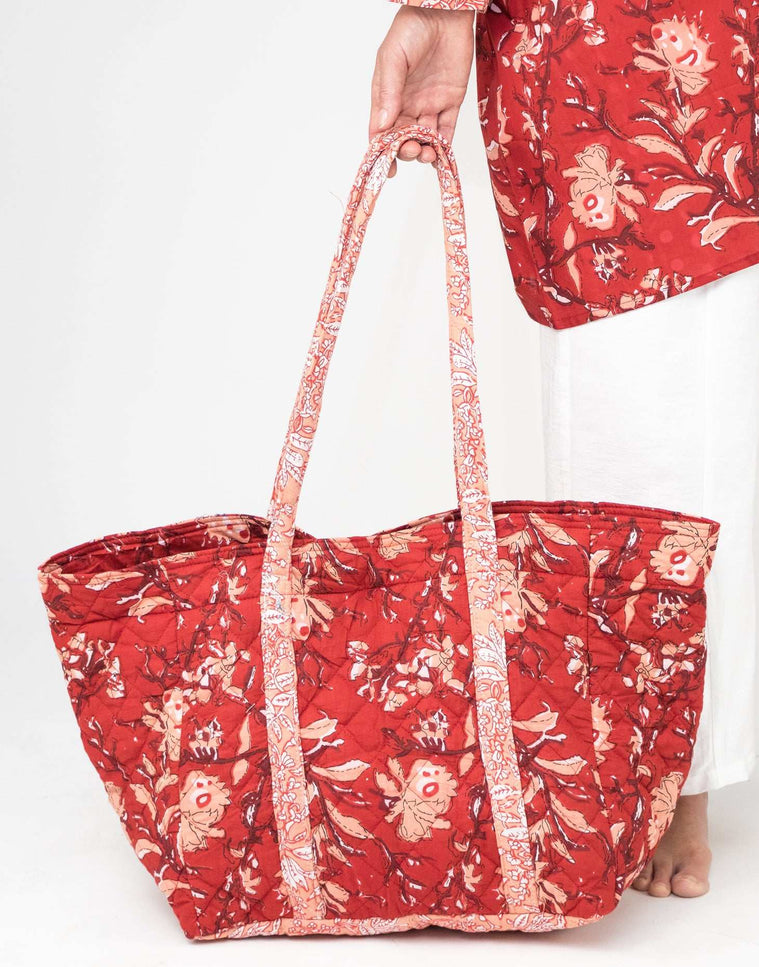 Red Rubra Cotton Tote Bag