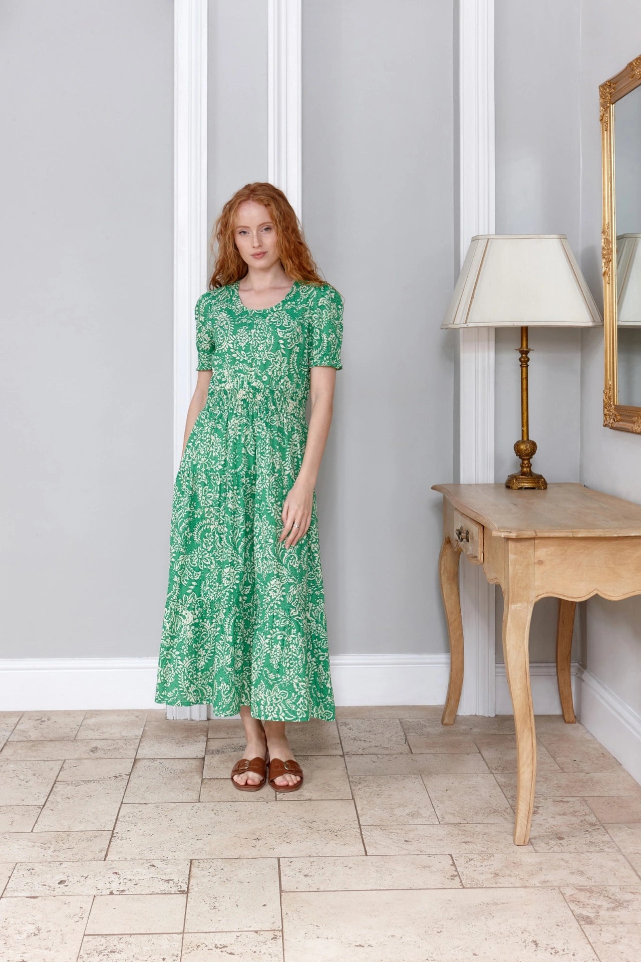 Jaipur Green Women's Cotton Dress by Inara Loungewear – inara