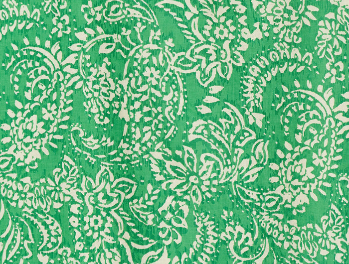 Jaipur Green white doted paisley on bright green fabric