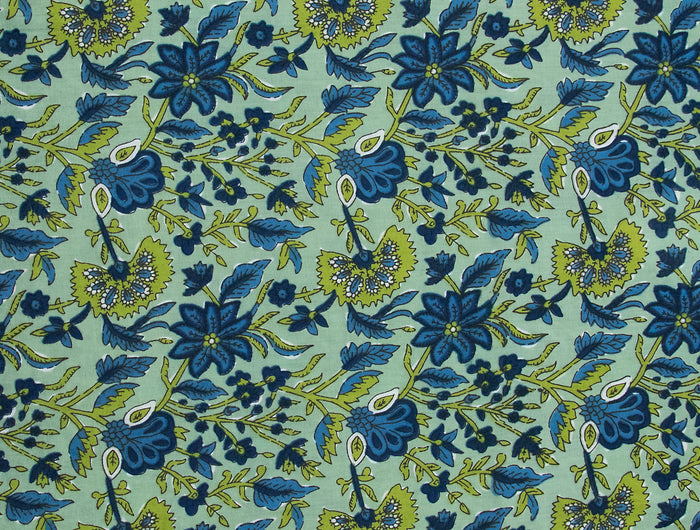 Lime Patchouli chartreuse and navy paisley print on lime green fabric