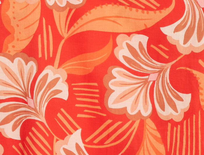 Molokai Sunset bright orange geometric tropical printed fabric