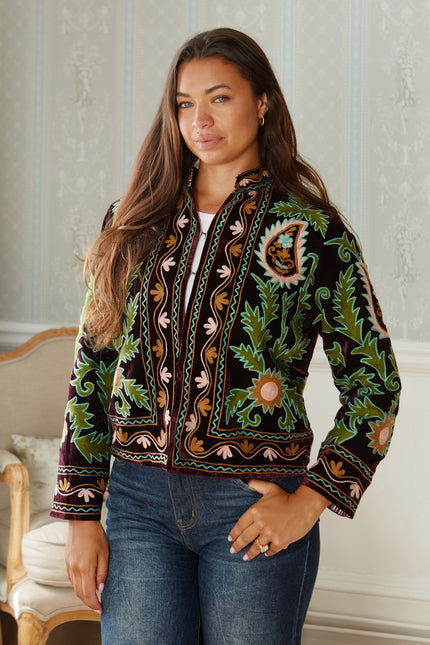 Neon Garden Purple Velvet Jacket