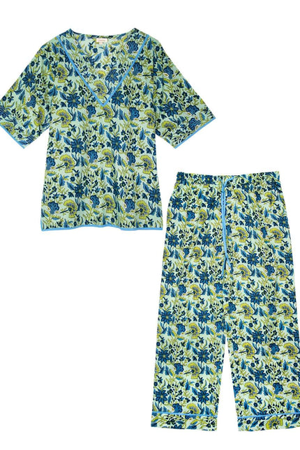 Lime Patchouli Women's  Floral Cotton Pyjamas
