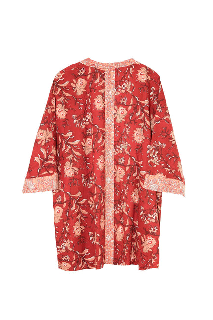 Red Rubra Women's Cotton Kimono