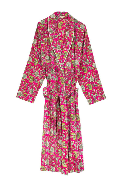Fuchsia Freesia Women's Floral Cotton Robe