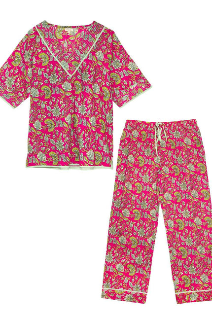 Fuchsia Freesia Women's Floral Cotton Pyjamas